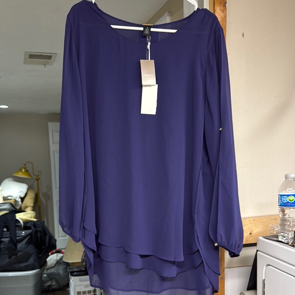 NWT Black Label Chicos Purple Layered Blouse